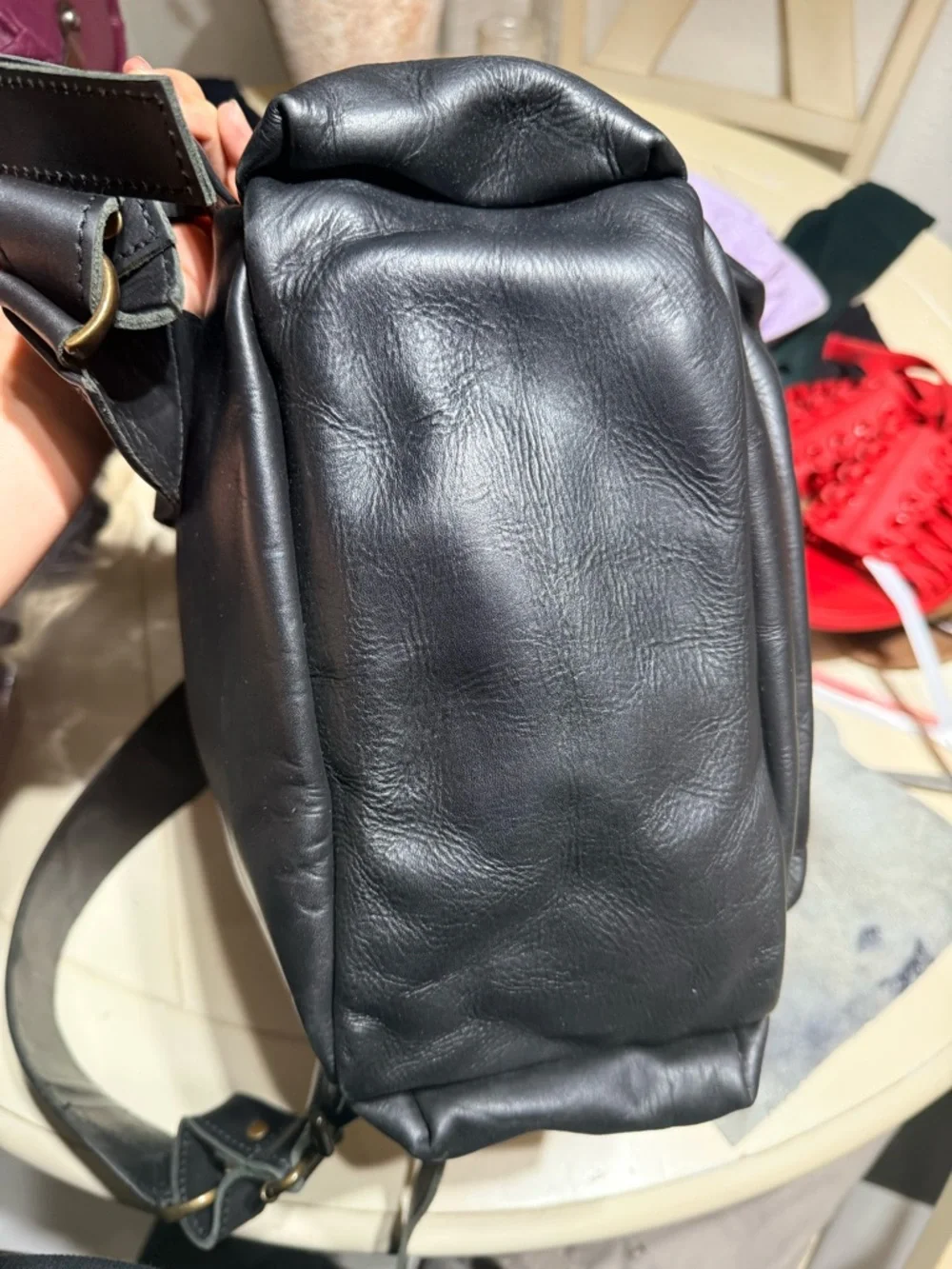 Classic Black Leather Men’s Backpack